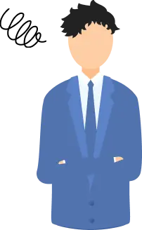 悩んでいる様子の男性社員のイラスト